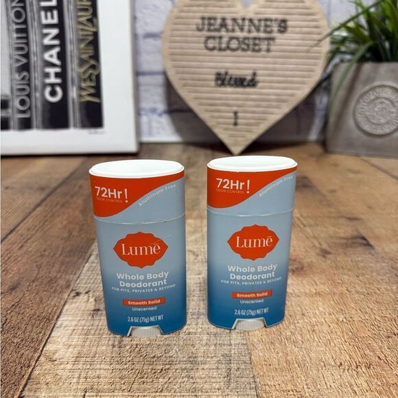 2 Lume Whole Body Deodorant Smooth Solid Stick Aluminum Free Unscented 2.6oz - Picture 1 of 5
